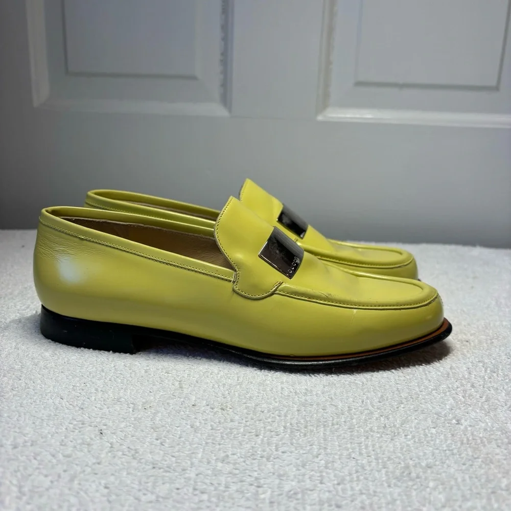 Gucci - Authentic Lime Green Leather Loafers